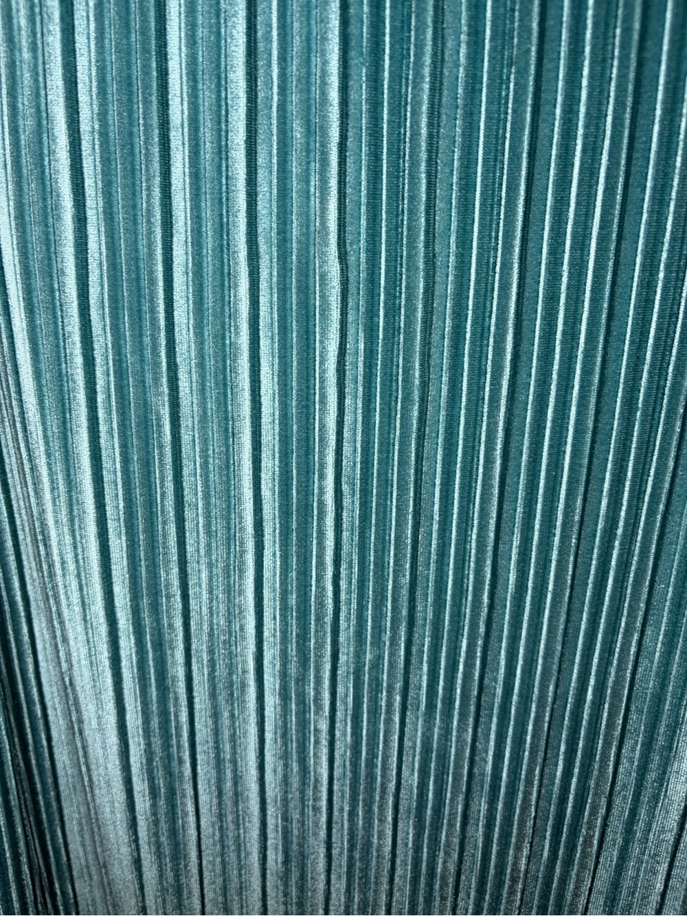 Leith Teal Blue Green Pleated Midi Velour Velvet Skirt Black Elastic Waistband L - Picture 7 of 13